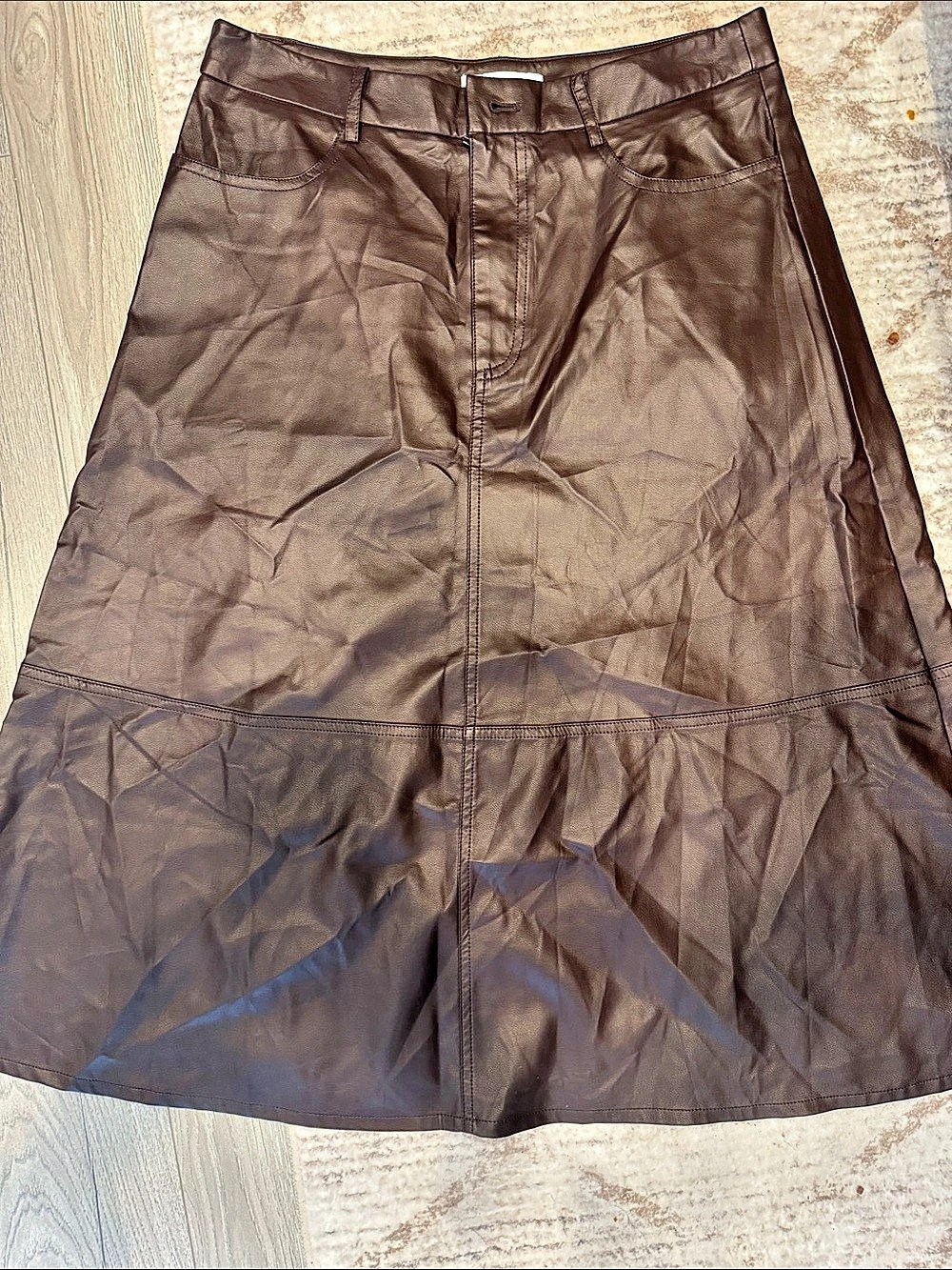 Liz Claiborne Faux Leather A-Line Skirt Brown Size 8